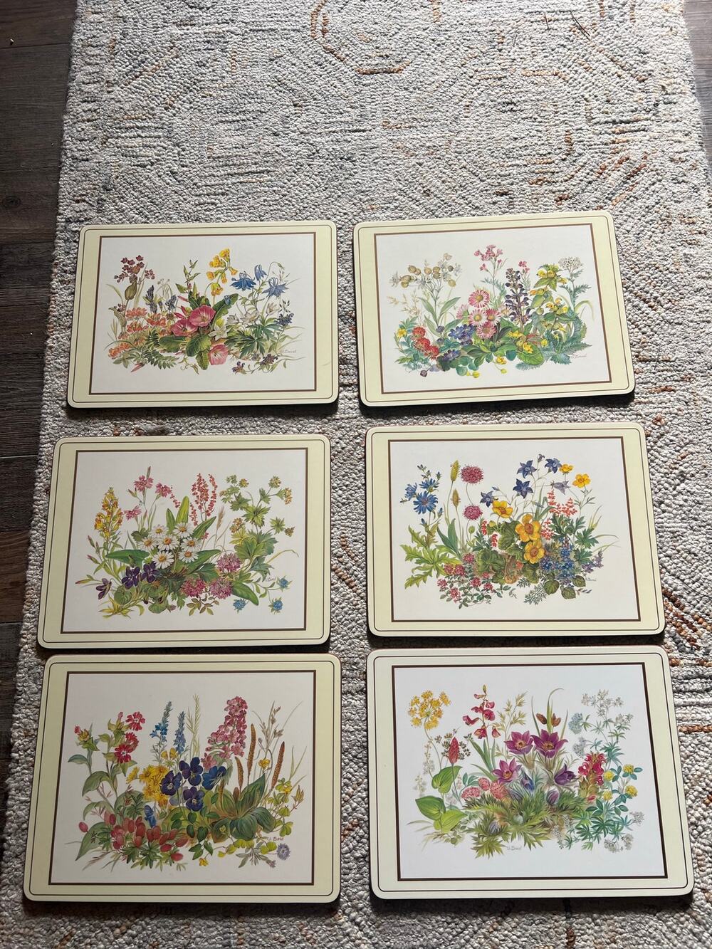 VTG Pimpernel Set of 6  Botanical Placemats –Meadow/Field Flowers–England- Cork